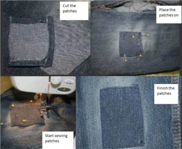 Step by step guide of sewing patches