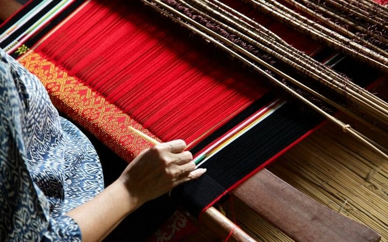 weaving on a backstrap loom
