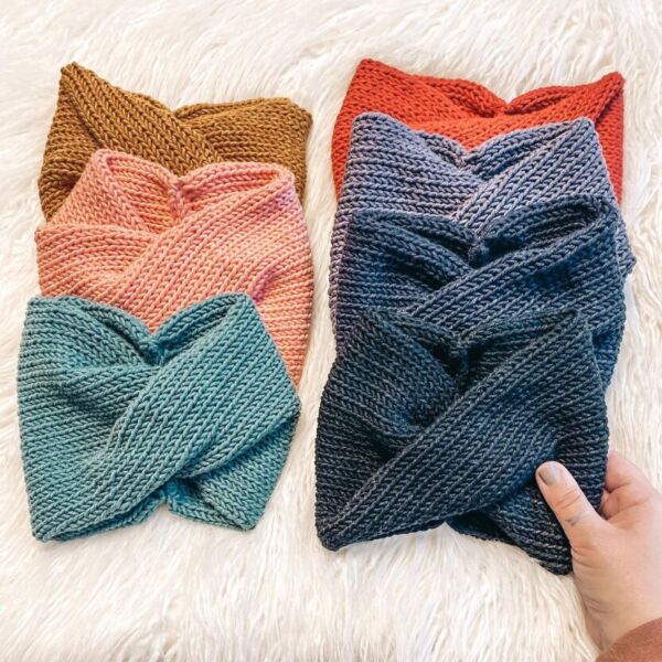 Knit Twist Headband Machine Knitting pattern by Heather Moore Makes | LoveCrafts