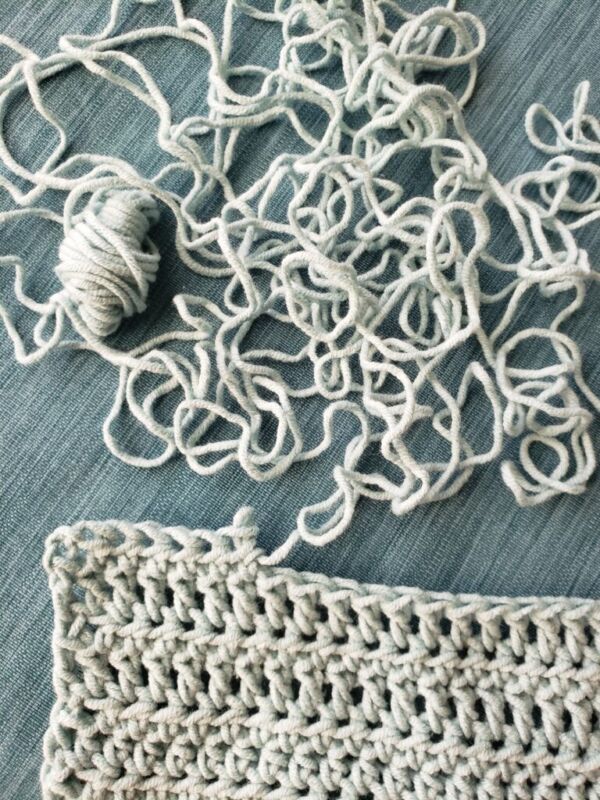 Frogging in crochet is the act of pulling stitches out of a piece, turning it back into yarn