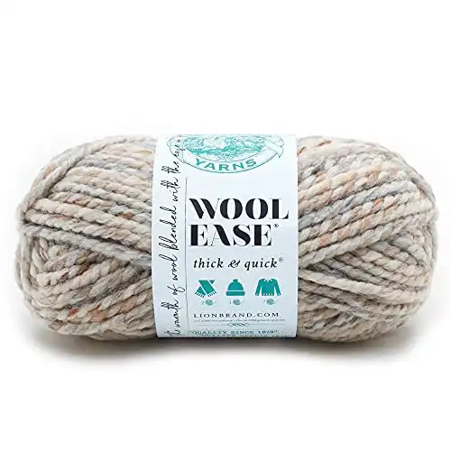 (1 Skein) Lion Brand Yarn Wool-Ease Thick & Quick Bulky Yarn, Fossil
