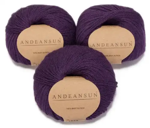 (Set of 3) 100% Baby Alpaca Yarn DK #3 (150 Grams Total) Luxuriously Cozy and Caring Soft to Enjoy Knitting, Crocheting and Weaving - Gorgeous Twist and Stitch Definition (Purple)