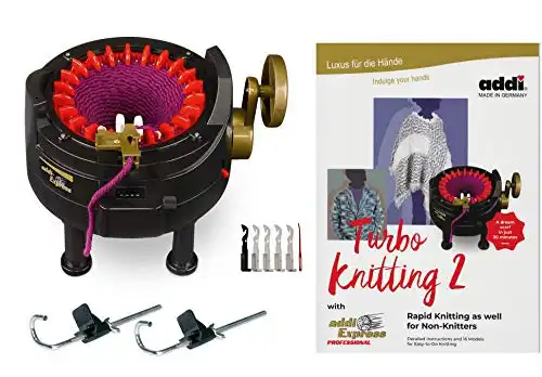 New Improved Version Of addi Express Professional Knitting Machine Extended Edition With Improved Row Counter, Pattern Book, Express Hook, Replacement Needles and 2 Stopper