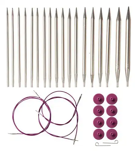 Knit Picks Options Interchangeable Circular Knitting Needle Set - US 4-11 (Nickel Plated)